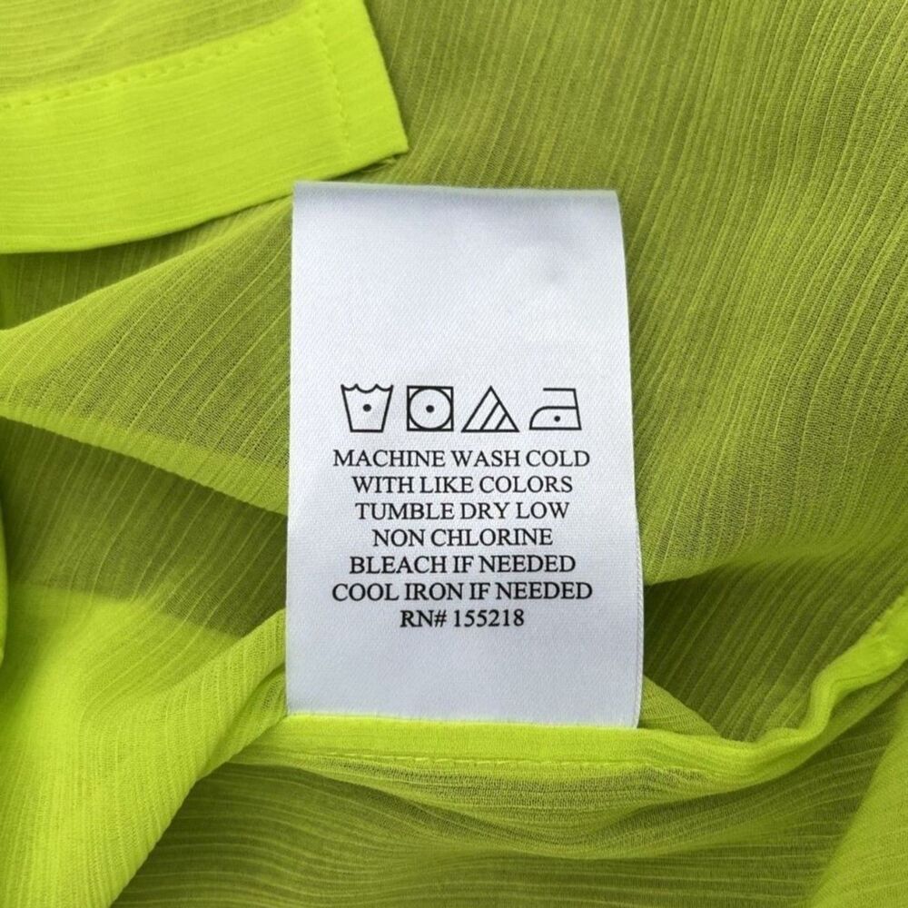 Wildfang The Empower Sheer Long Sleeve Button Up XL– Neon Green - Picture 6 of 9